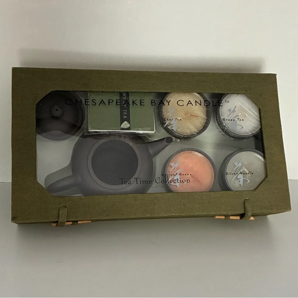 NWOT Chesapeake Bay Candle “Tea Time Collection” Gift Boxed Set Candles/Holder